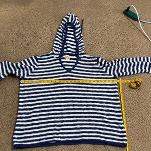 Navy and White Striped Women's Hoodie